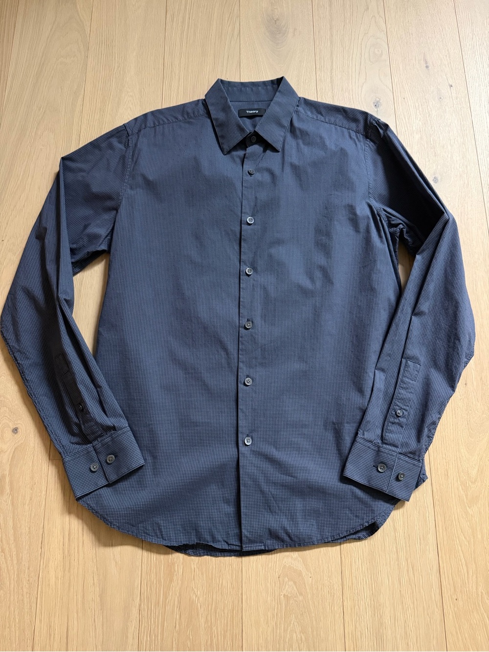 Theory Men's Dark Navy Button-Down Dress Shirt - Classic Long Sleeve